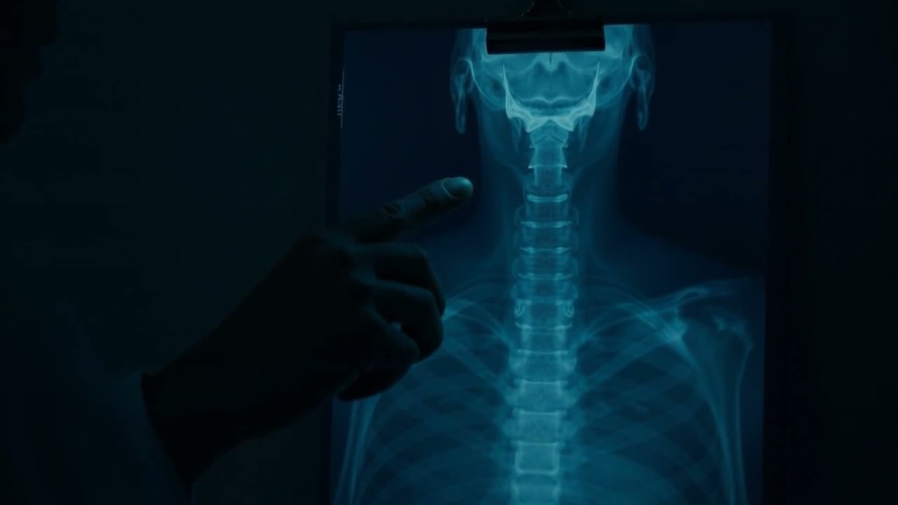 A spine radiograph glowing on a lightbox at Odland Chiropractic Clinic, Sioux Falls SD